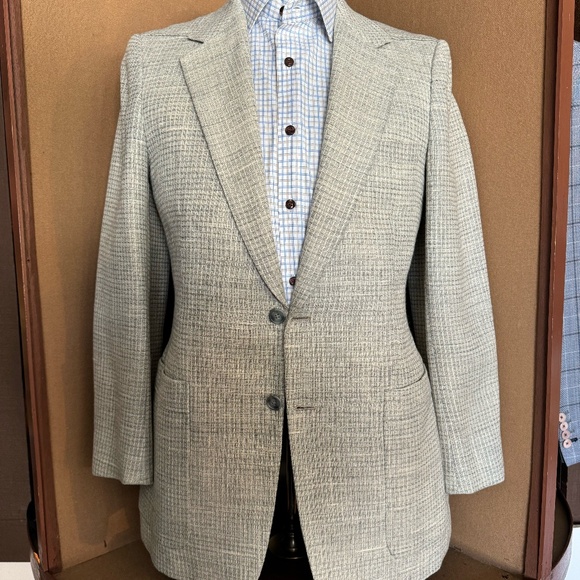 Size 40 Light grey  box check notch lapel two button jacket - Picture 1 of 5